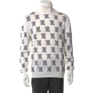 Fendi Logo-Jacquard Wool Rollneck Sweater